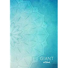Giant Notebook | 800 Lined Pages, Blue Mandala Theme: 7 x 10 in, with ...