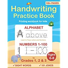 Handwriting Practice Book for Kids Ages 6-8: Printing workbook for Grades  1, 2 & 3, Learn to Trace Alphabet Letters and Numbers 1-100, Sight Words,  101 Jokes: Improve writing penmanship by Hippidoo, Sujatha Lalgudi - Alibris